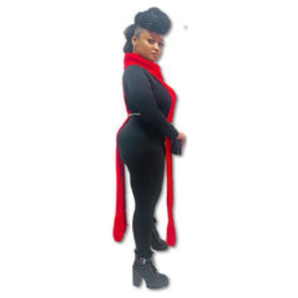 Red Plus Size Sleeveless Turtleneck Sweater